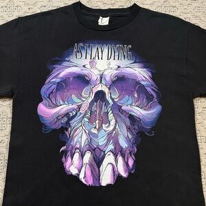 🎸 '22 As I Lay Dying Band Multi Piece Cartoon Purple Skull Clean Black Tee